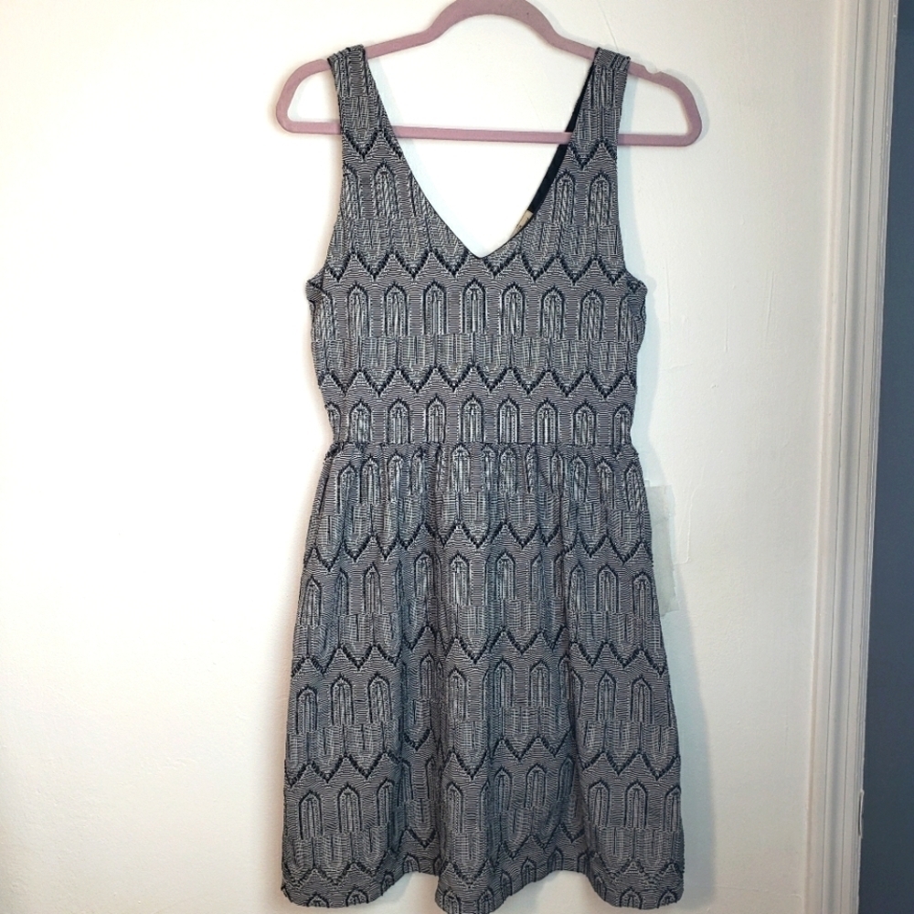 Lucky Brand Black & White Open Weave V Neck Sleeveless Women's Dress Size S